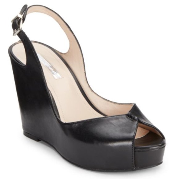 BCBGeneration Shoes - BCBGeneration Black Leather Wedge Tashaa Sandals